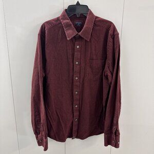 Untuckit Button Down Shirt Long Sleeve Cotton Flannel Burgundy Size L Slim Fit